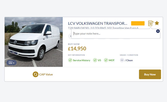 Add Notes to the Vehicles you’re interested in…